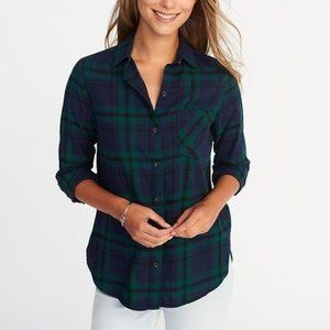 Old Navy Plaid Flannel Button Down Shirt, Size XS